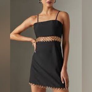 Francesca's Collections Black Dress with chain waist Accents